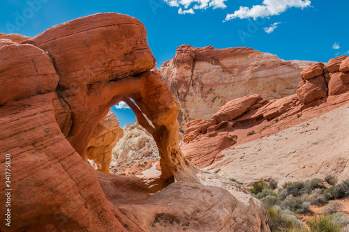 Photography Fire Cave Arch With The White Domes in the Distance, Valley of Fire State Park,