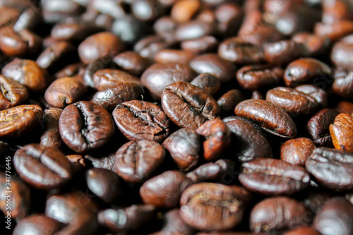 coffee beans. anise star. brown. selectiv  focus photo