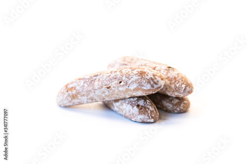sweet russian gingerbread cookies isolated on white background