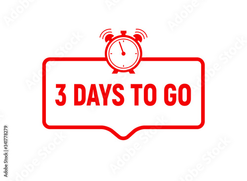 3 days to go last countdown icon. Three day go sale price offer promo deal timer, 3 day only
