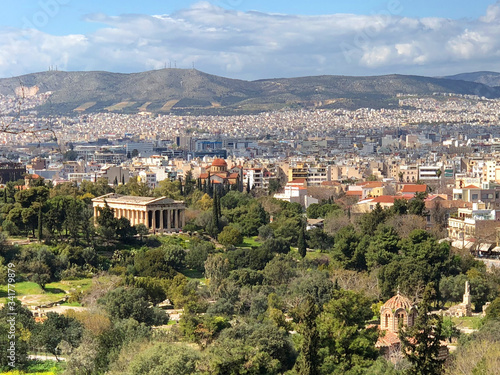 View to The Temple of Hephaestus and to the city from view point. © Marcin