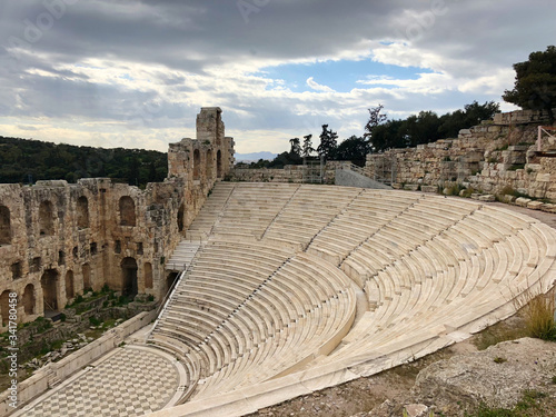 Athens, Greece - March 14, 2018: Odeon of Herodes Atticus. Acropolis of Athens, Greece. photo