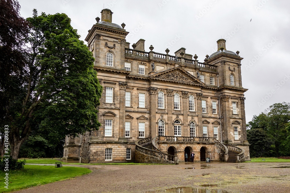 Duff House building with collection of paintings in Banff, Aberdeenshire, Scotland in Scottish rainy weather Duff House building with collection of paintings in Banff, Aberdeenshire, Scotland in Scottish rainy weather