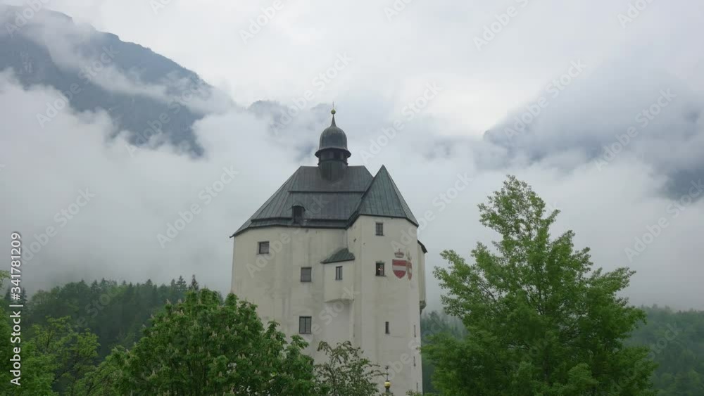 Pilgrimage church in Mariastein village, Austrian Alps. Steadicam shot