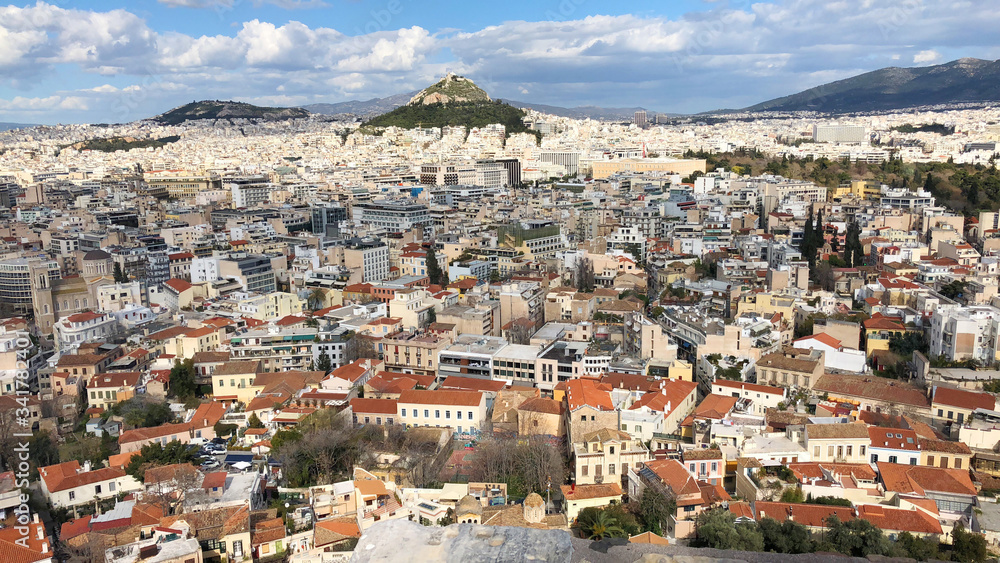 View to the Lycabettus Hill and to the city from Acropolis view point.