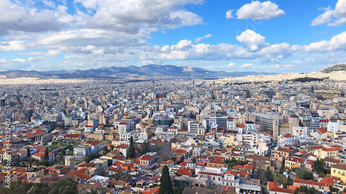 Fototapeta Naklejka Na Ścianę i Meble -  View to the city from Acropolis view point.