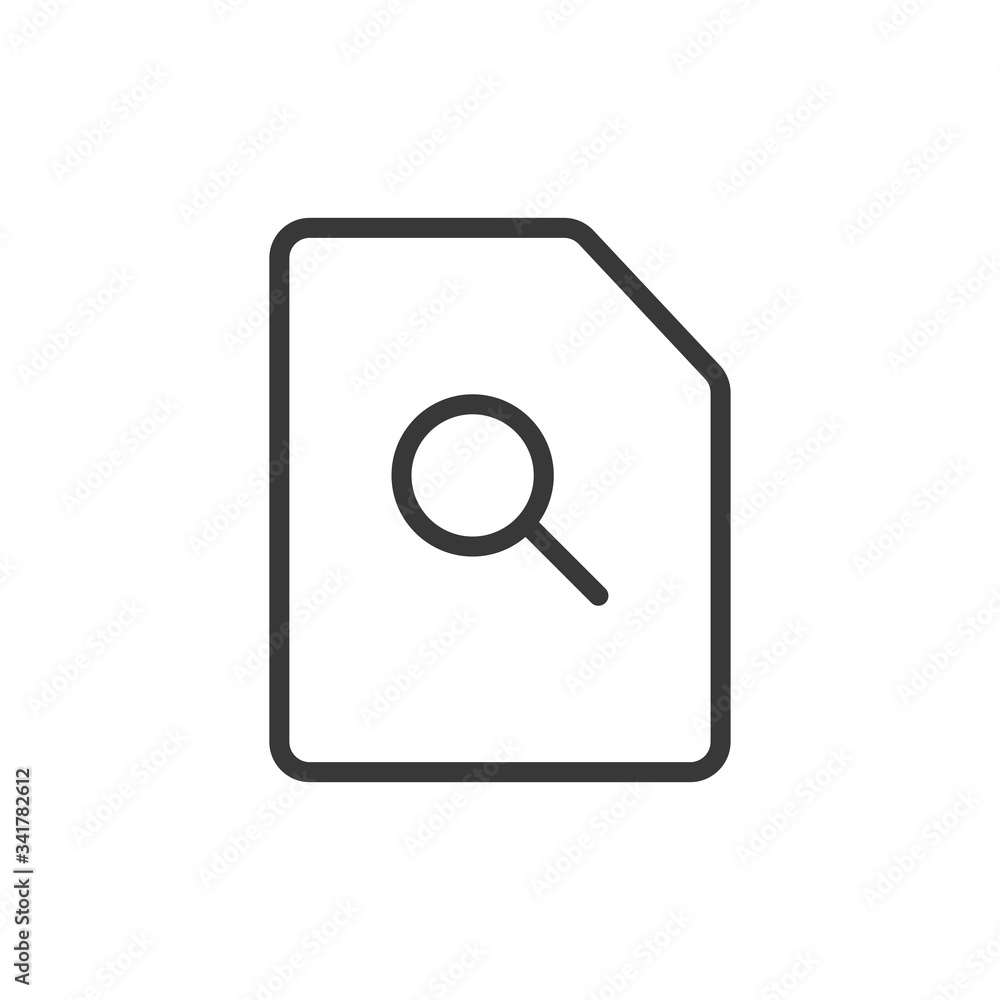 Document with magnifying glass icon isolated on white background. Archive symbol modern, simple, vector, icon for website design, mobile app, ui. Vector Illustration Document with magnifying glass icon isolated on white background. Archive symbol modern, simple, vector, icon for website design, mobile app, ui. Vector Illustration
