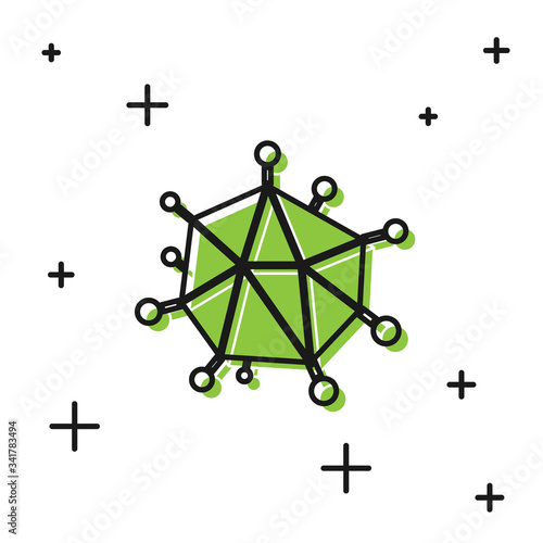 Black Virus icon isolated on white background. Corona virus 2019-nCoV. Bacteria and germs, cell cancer, microbe, fungi.  Vector Illustration
