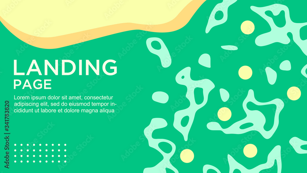 LANDING PAGE WITH FLAT COLOR BACKGROUND. MODERN ABSTRACT COLORFUL STYLE VECTOR