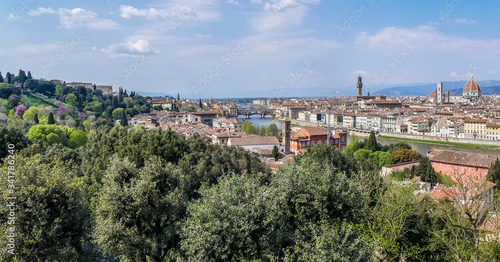 Cityscape of Florence with Ponte Vecchio in background