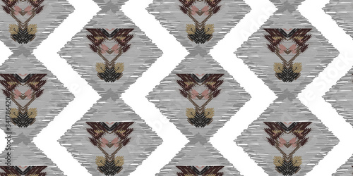 Drapery curves pagan tripe seamless pattern. Indian old surface background. Vector ornament.