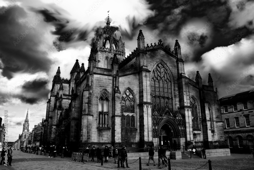 Dramatic view of St Giles, Edinburgh