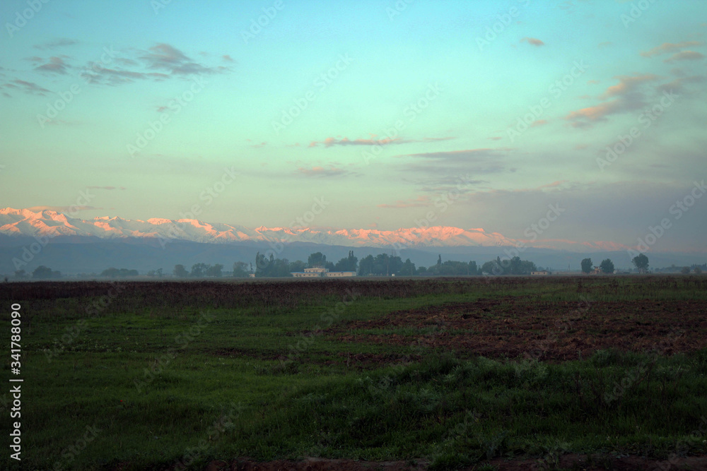 Tian Shan mountains view near Bishkek, Kyrgyzia