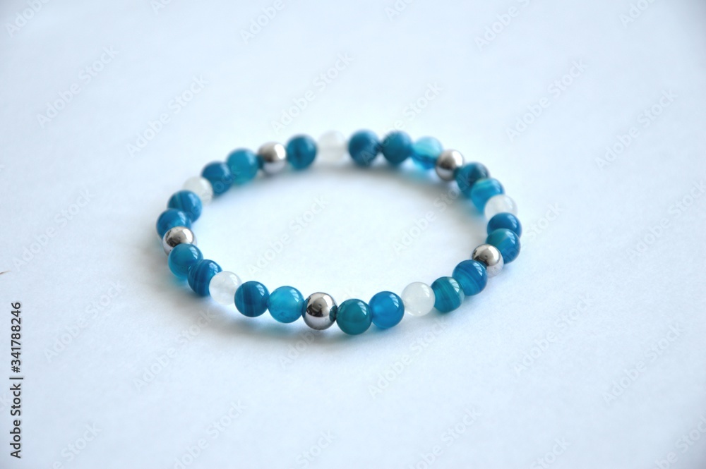 White and blue jade and hematite bracelet White and blue jade and hematite bracelet