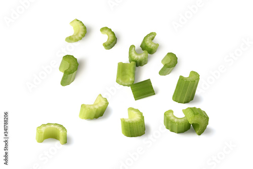 Celery - Sliced Ingredient – Isolated on White Background