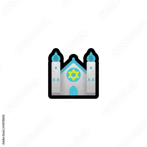 Synagogue  Vector Icon. Isolated Cartoon Style Emoji, Emoticon Illustration	