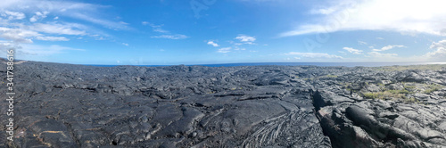 Panoramic view of lava flows in the Kalapana area Big Island Hawaii