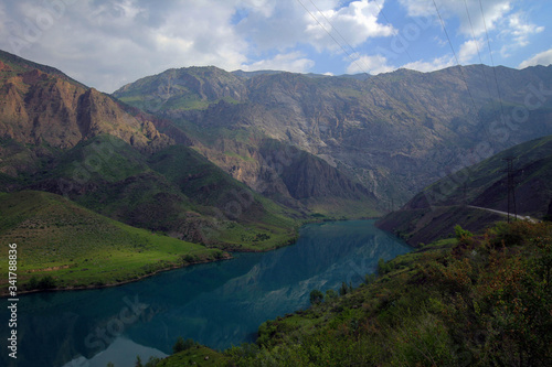Scenic view of Naryn River near Toktogul Dam, Kyrgyzia
