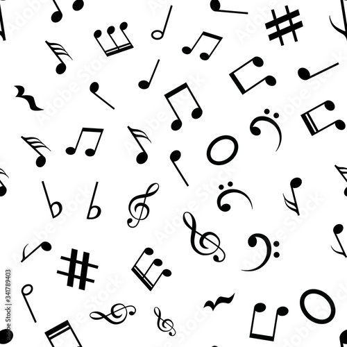 Music note seamless background pattern vector hand drawn kid doodle music note symbol