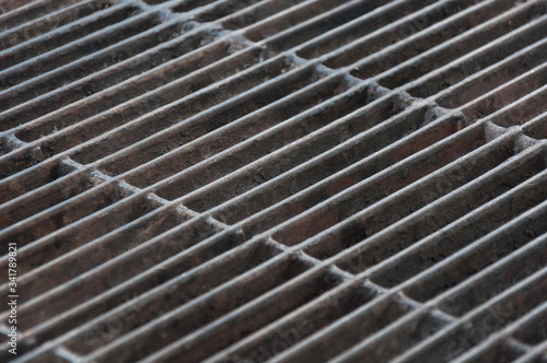 diagonal pattern of a barbecue iron grill 