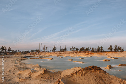 Sand industrial quarries filled with water