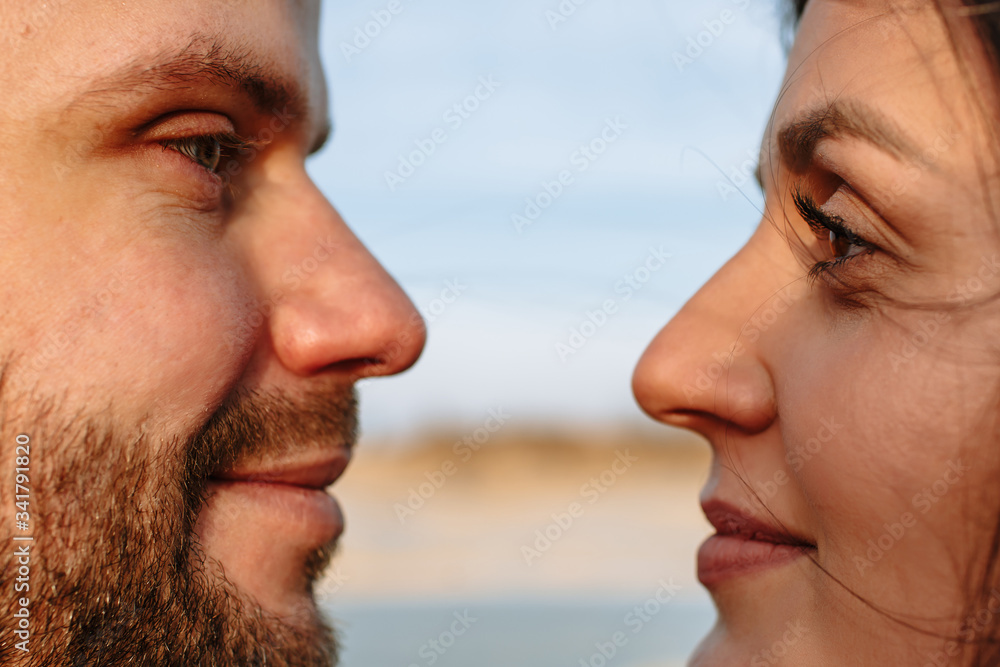 Faces of lovers looking into each other's eyes Faces of lovers looking into each other's eyes