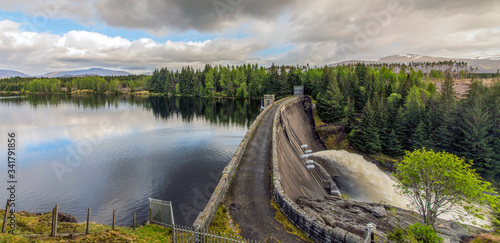 Water release at hydro dam in scottish highlands