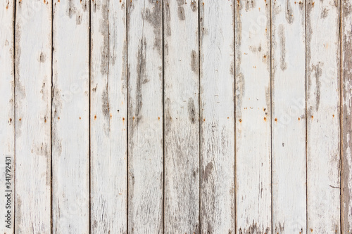 Old white wood wall panel pattern. White wooden plank texture for background.