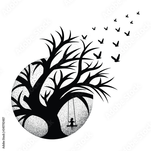 Sketch hand drawn silhouette Scenery vector