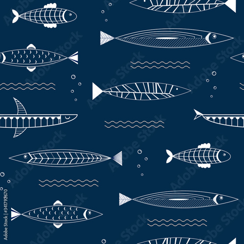 Nordic fish blue pattern