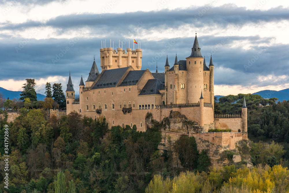 El Alcázar one of the castles one of the most famous castles in the world in the city of Segovia, a world heritage site by Unesco (Spain)