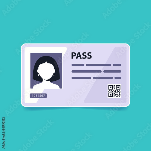 electronic pass with a photo for the passage. flat vector illustration.