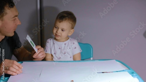 father deals with the child, child education, lessons with a child, home study