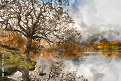 Digital watercolor painting...