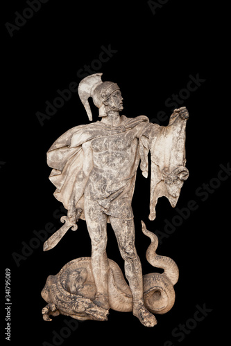 Ancient statue of hero Jason in Greek mythology. He is the grandson of the messenger god Hermes and husbend of Medea. Jason also owns the Golden Fleece.