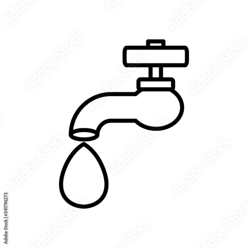 faucet and water drop icon, line style
