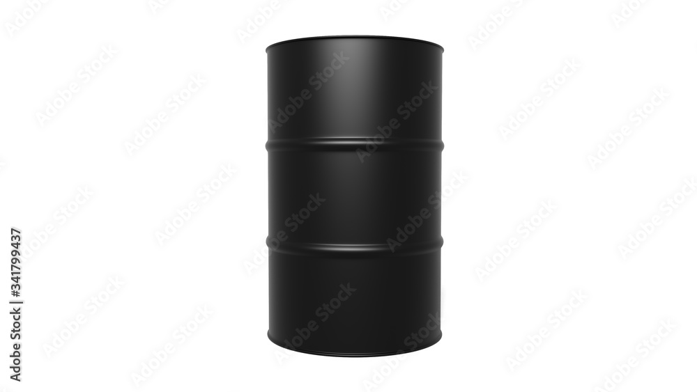 One black oil barrel isolated on white. 3D-rendering. One black oil barrel isolated on white. 3D-rendering.