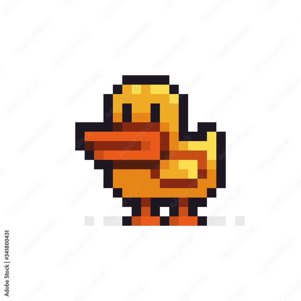 Illustration Design Pixel Art Duck Stock Illustration - Download Image Now  - Animal, Art, Art And Craft - iStock