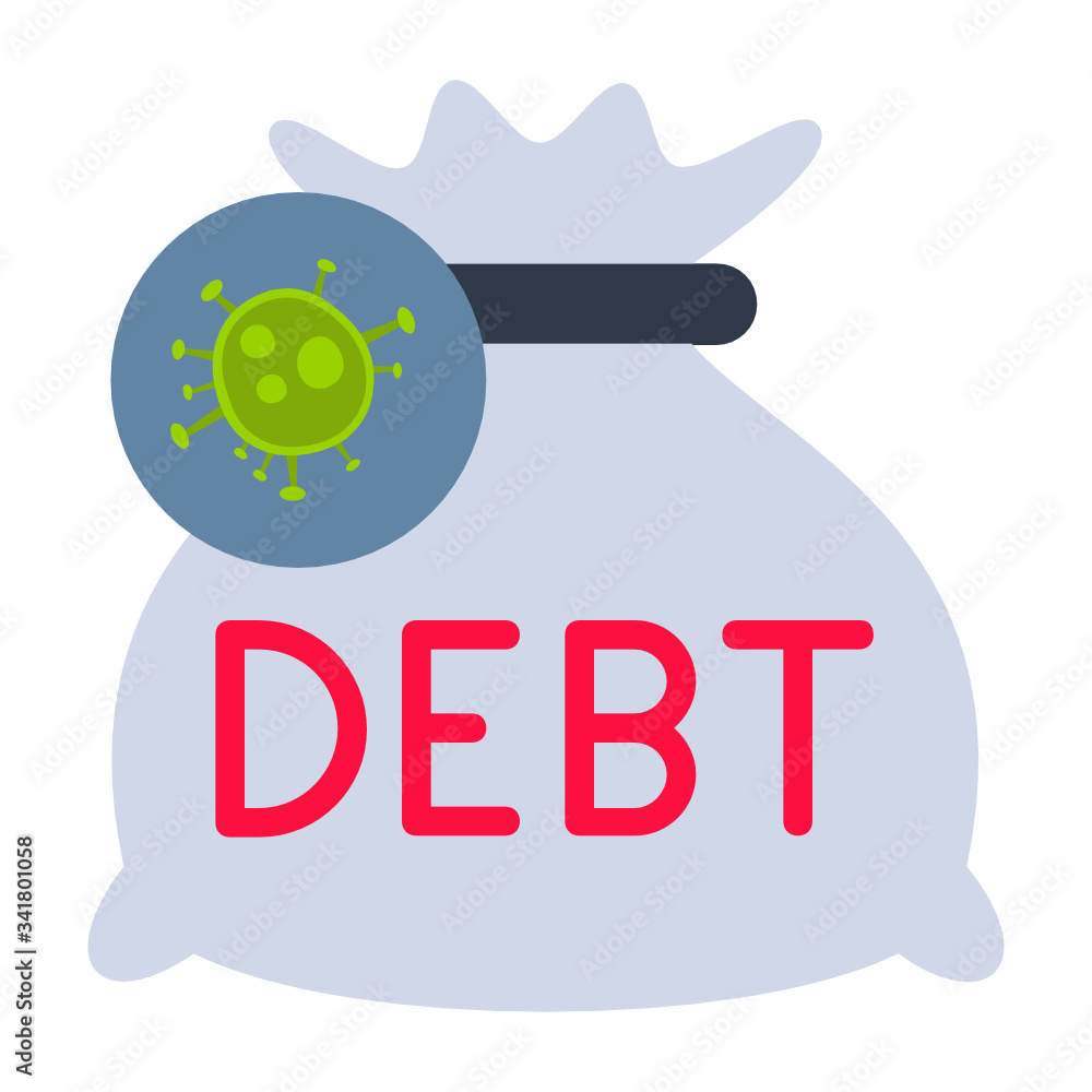 coronavirus fallout debt burden concept vector flat icon design, Bankruptcy and bad debt symbol on white background, coronavirus fallout debt burden concept vector flat icon design, Bankruptcy and bad debt symbol on white background,