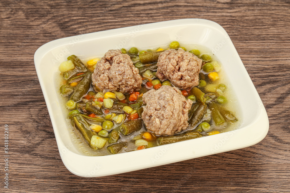 Soup with vegetables and meat balls Soup with vegetables and meat balls