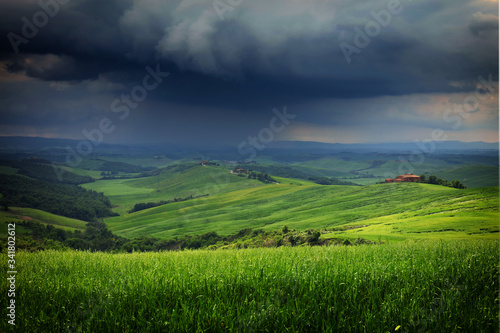 Summer stormy landscape of Tuscany  Italy