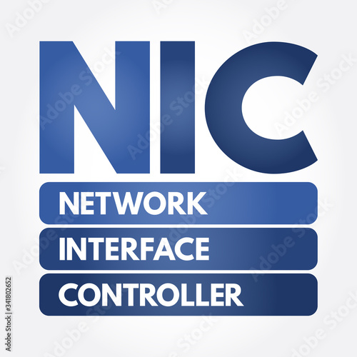 NIC - Network Interface Controller acronym, technology concept background