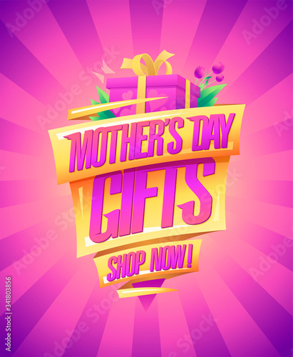 Mother's day gifts, shop now, vector sale poster
