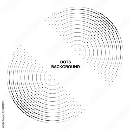 Halftone dots in circle form. Round logo or icon. Vector dotted frame as design element