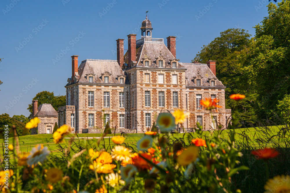 Obraz premium Schloss Balleroy Westseite in der Normandie in Frankreich