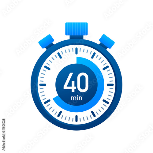 The 40 minutes, stopwatch vector icon. Stopwatch icon in flat style, timer on on color background. Vector illustration.
