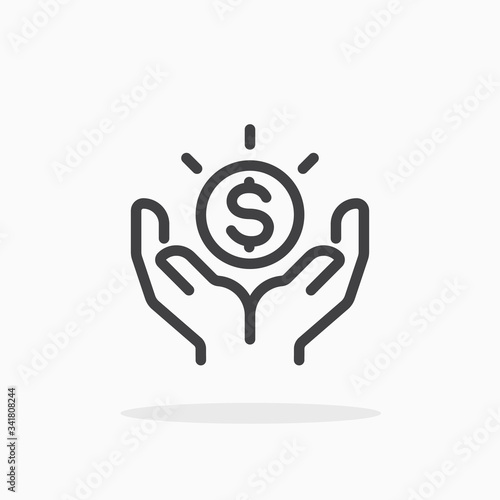 Save money icon in line style. Editable stroke.