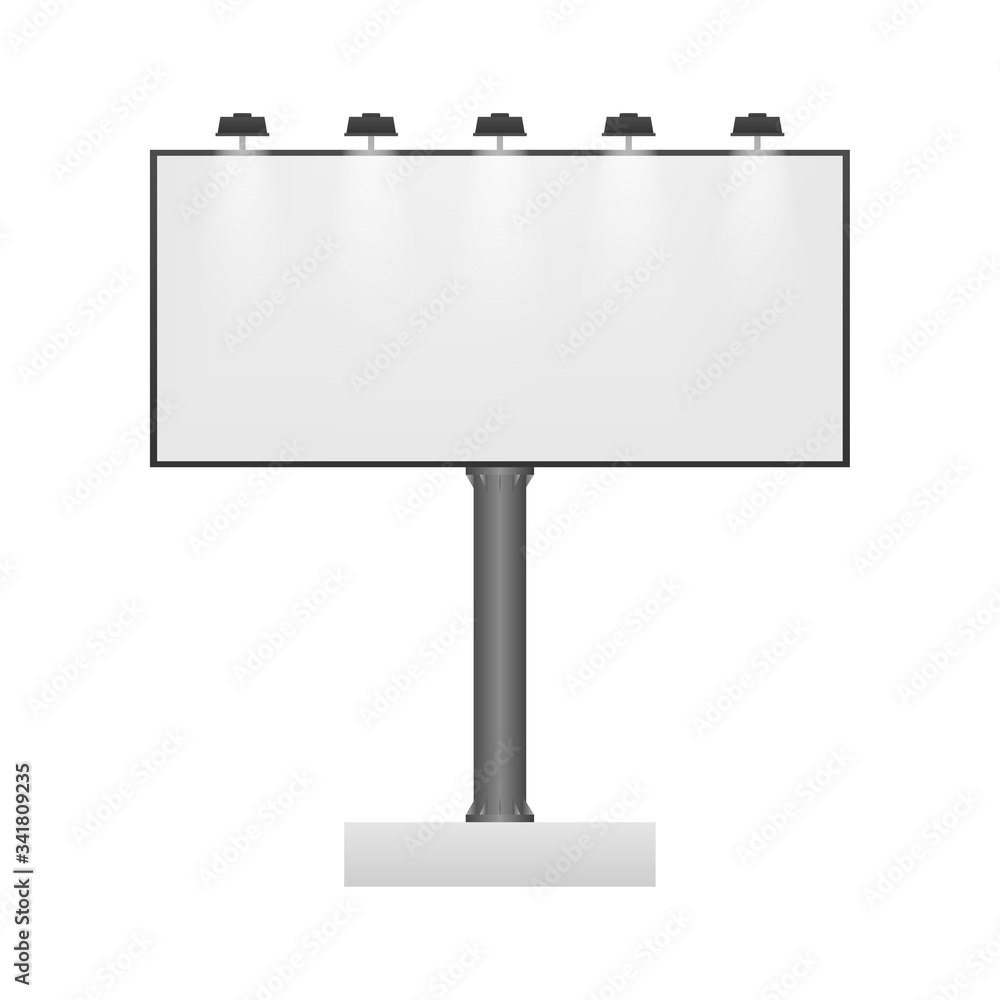 Billboard on light background. Empty white vector horizontal poster template. Template for marketing design. Vector stock illustration. Billboard on light background. Empty white vector horizontal poster template. Template for marketing design. Vector stock illustration.