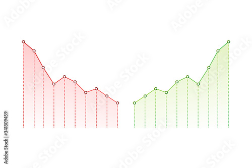Profit and lost money or budget. Cash and rising graph arrow up, concept of business success. Capital earnings, benefit. Vector stock illustration.