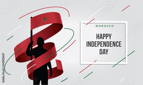 Konstfotografi Morocco Moroccan flag standing over isolated white background stressed with hand